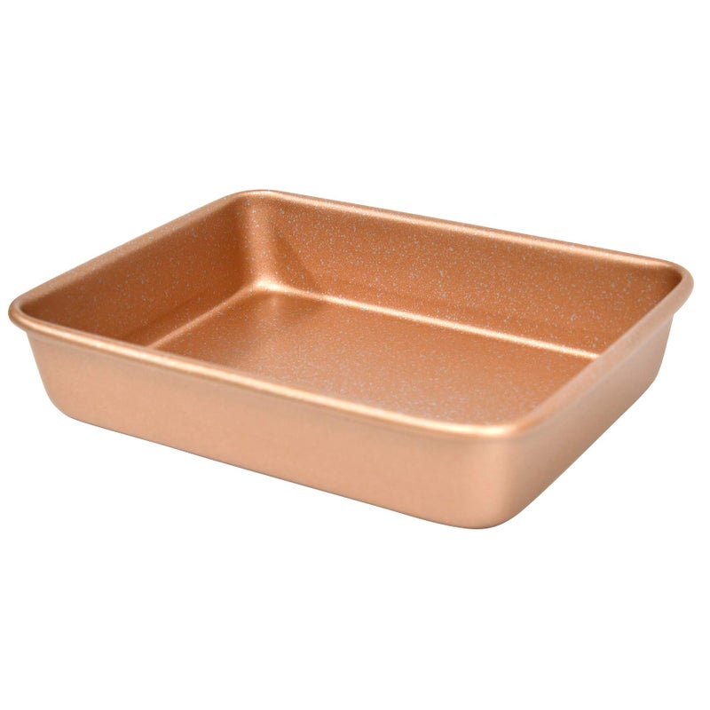 casaWare 8 x 6 x 1.75-Inch Toaster Oven Ultimate Series Commercial Weight Ceramic Non-Stick Coating Pan (Rose Gold Granite) - Image 2